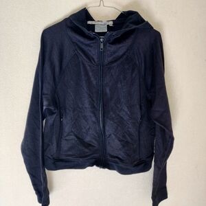 Athleta Womens Black Cropped Swerve Hooded Full Zip Hoodie Jacket Size Large